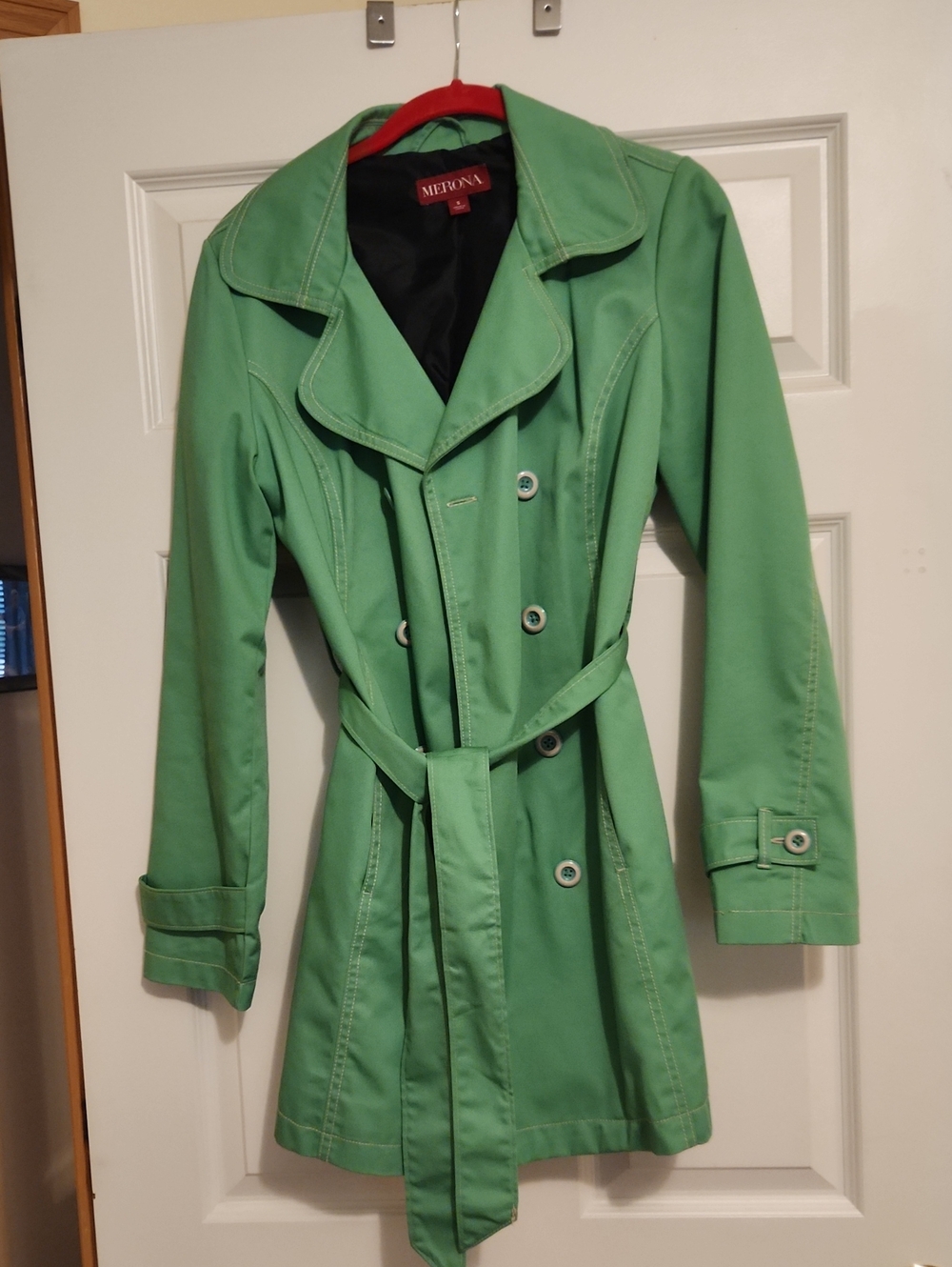 Merona Green Double-Breasted Trench Coat